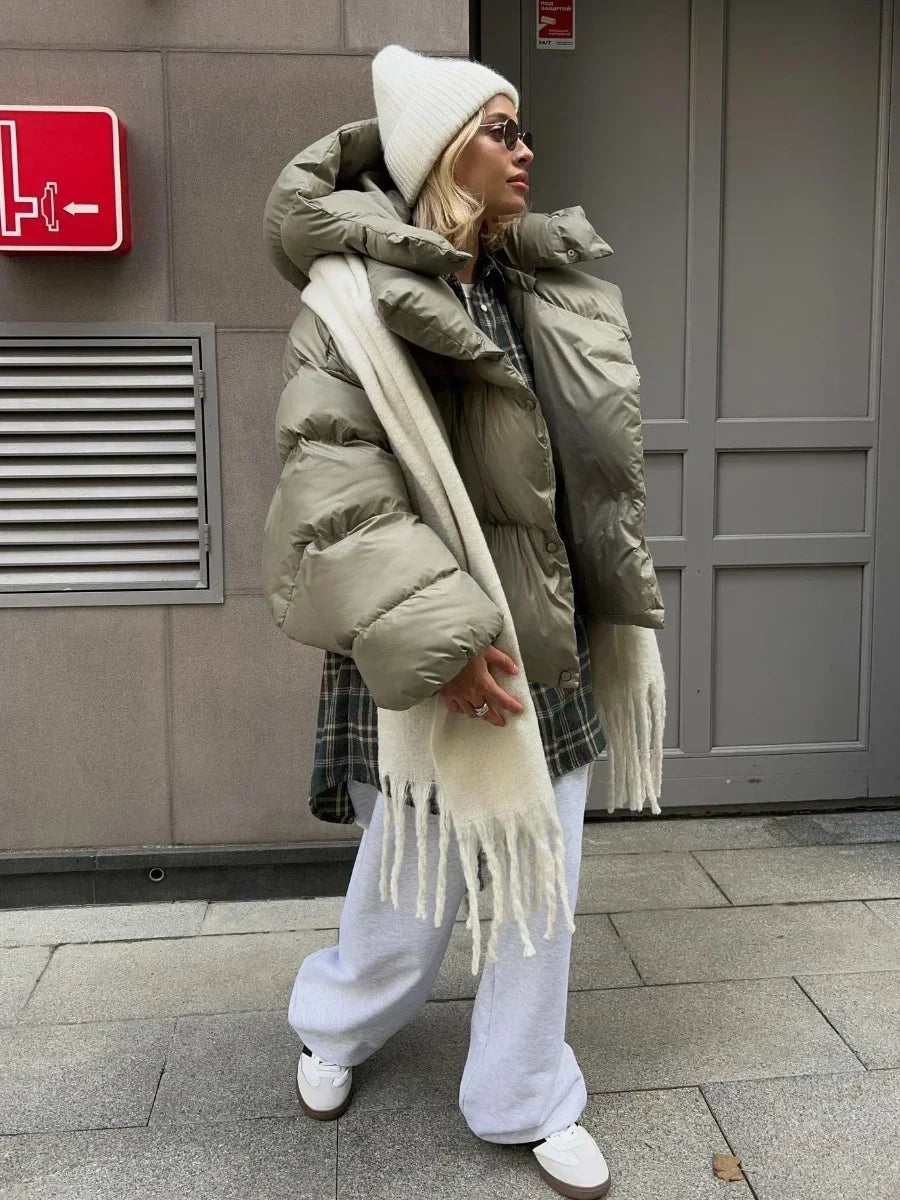 Doudoune Longue avec Capuche et Fermeture Éclair pour Femme | Idéale pour l’Hiver