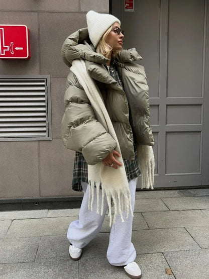 Doudoune Longue avec Capuche et Fermeture Éclair pour Femme | Idéale pour l’Hiver