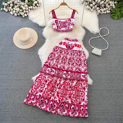 Ensemble Haut Et Jupe Longue 2 Pièces À Motif Floral Pour Femme | Idéal Pour Printemps Et Été