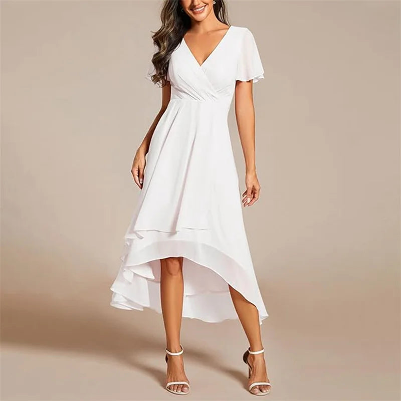 Robe Longue Fluide avec Col V et Coupe A-Line pour Femme | Idéale pour les Occasions Quotidiennes et les Événements