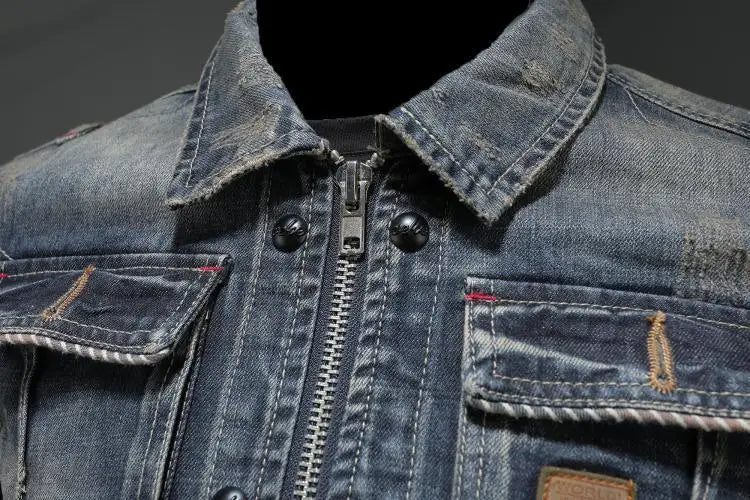 Veste en Jean avec Boutons et Poches pour Hommes | Idéale pour le Printemps et l’Automne