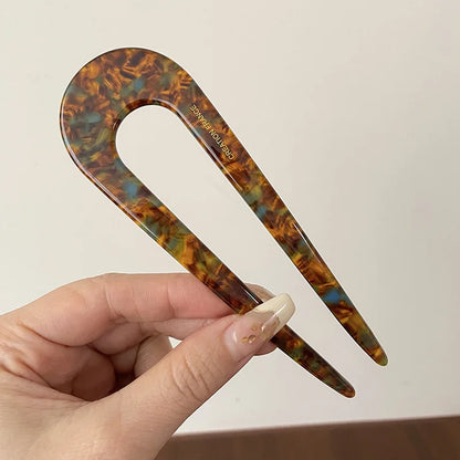 Fourche À Cheveux En U Avec Motif Marbré Pour Femmes | Idéale Pour Les Chignons Et Coiffures Du Quotidien
