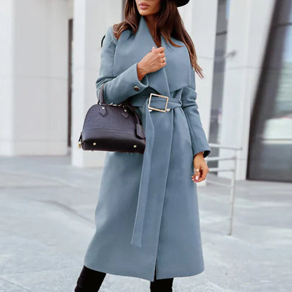 Manteau Long Ceinturé avec Col Large pour Femme | Idéal pour l’Hiver