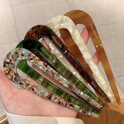 Fourche À Cheveux En U Avec Motif Marbré Pour Femmes | Idéale Pour Les Chignons Et Coiffures Du Quotidien