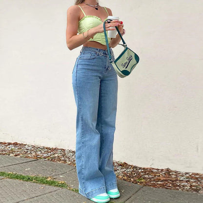 Jean Flare avec Taille Haute et Chaîne Amovible pour Femme | Idéal pour le Quotidien