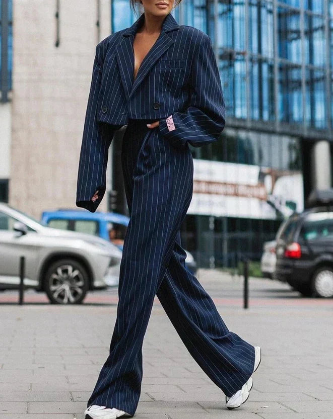 Ensemble Blazer Court Et Pantalon Taille Haute Pour Femme | Idéal Pour Un Usage Professionnel Et Quotidien