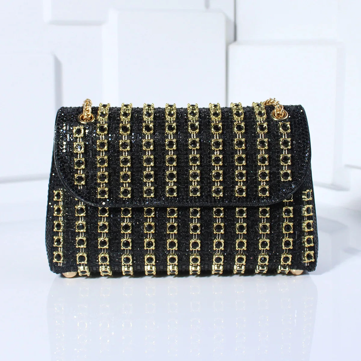 Mini Sac avec Strass et Chaîne Dorée pour Femme | Idéal pour les Soirées