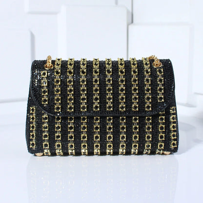 Mini Sac avec Strass et Chaîne Dorée pour Femme | Idéal pour les Soirées