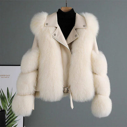 Veste avec Ceinture et Col Imitation Fourrure pour Femme | Idéale pour l’Hiver