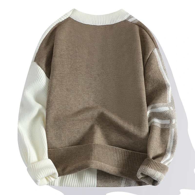 Pull En Maille À Motif Carreaux Avec Col Rond Pour Homme | Idéal Pour Usage Quotidien