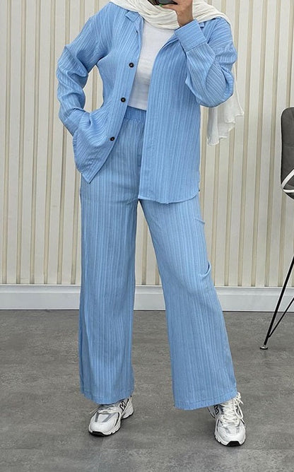 Ensemble Décontracté Avec Chemise À Boutons Et Pantalon Pour Femmes | Idéal Pour Usage Quotidien Et Sorties