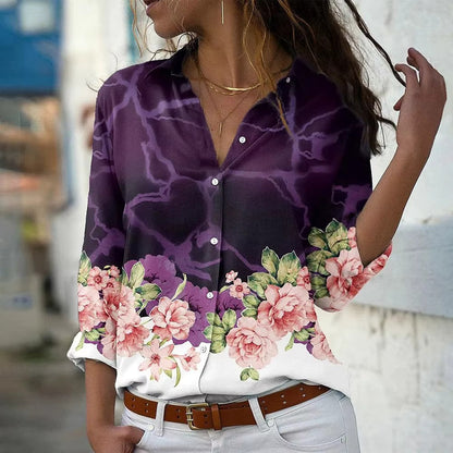 Blouse à Manches Longues avec Imprimé Floral pour Femmes | Idéal pour l’Été