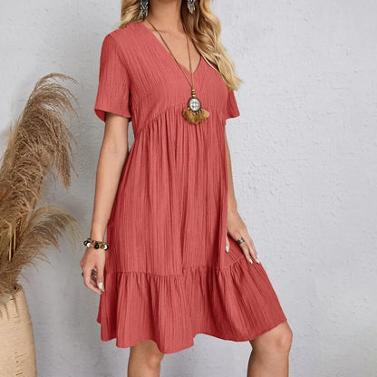Robe d'Été avec Col en V et Coupe Ample pour Femme | Idéal pour les Journées Décontractées