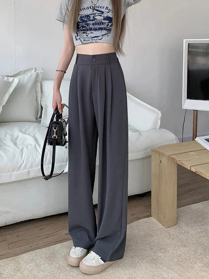 Pantalon Taille Haute Avec Coupe Large Et Fermeture À Bouton Pour Femmes | Idéal Pour Usage Quotidien
