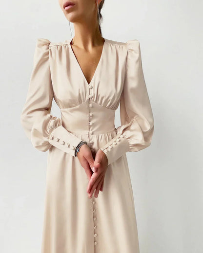 Robe Avec Manches Lanternes Et Coupe A Pour Femmes | Adaptée Aux Tenues Quotidiennes
