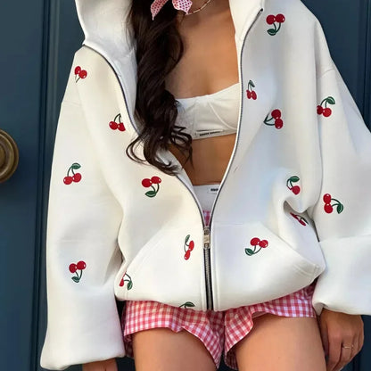 Veste Blanche Avec Motif Cerise Pour Femmes | Idéale Pour Un Usage Quotidien