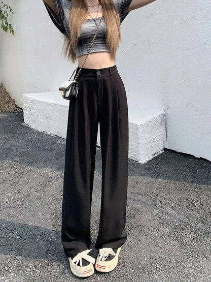 Pantalon Taille Haute Avec Coupe Large Et Fermeture À Bouton Pour Femmes | Idéal Pour Usage Quotidien