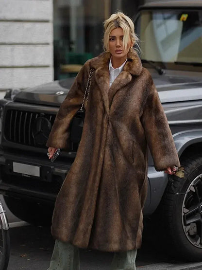 Manteau D’Hiver Long avec Doublure Imitation Fourrure pour Femme | Idéal pour Temps Froid
