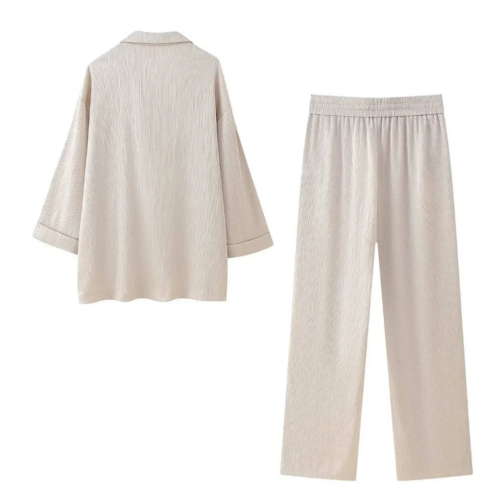 Ensemble Blazer Et Pantalon Avec Effet Crinkle Pour Femme | Idéal Pour Occasions Formelles