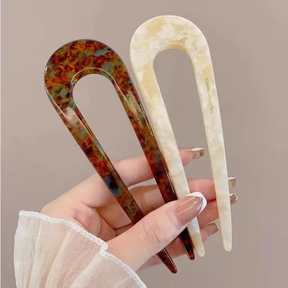 Fourche À Cheveux En U Avec Motif Marbré Pour Femmes | Idéale Pour Les Chignons Et Coiffures Du Quotidien