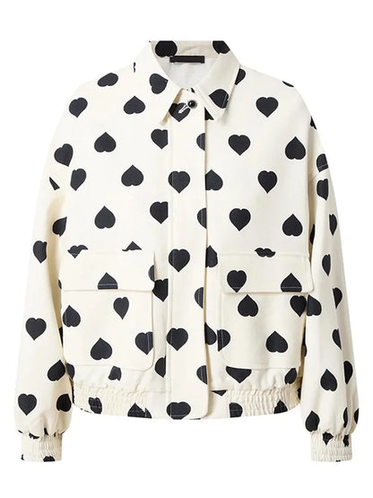 Veste Coupe Décontractée à Motif Cœur pour Femme | Idéal pour les Tenues Quotidiennes et les Sorties
