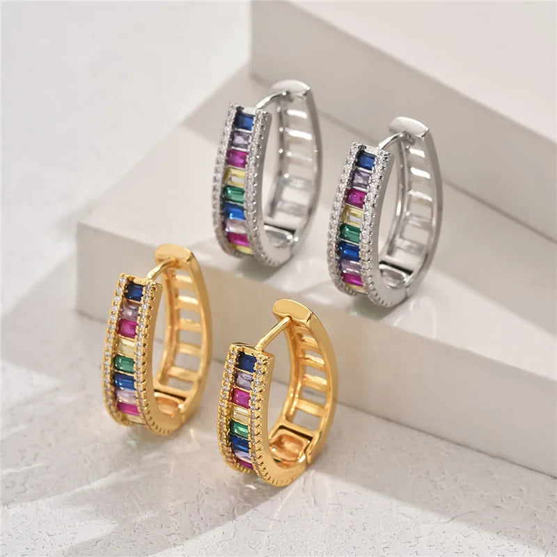 Créoles à pierres colorées pour femmes