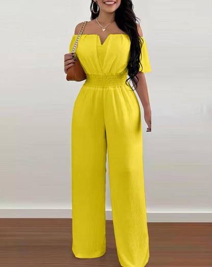Combinaison Épaules Dénudées Avec Taille Élastique Pour Femme | Idéal Pour Sorties Décontractées Et Usage Quotidien
