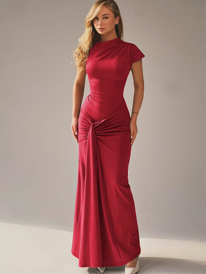 Robe Maxi Avec Encolure Asymétrique Et Dos À Lacets Pour Femme | Idéale Pour Les Événements Et Soirées