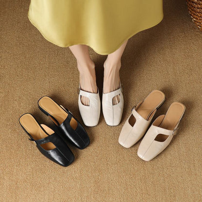Mules à bout carré avec détail métallique pour femmes | Idéales pour le printemps et l’été