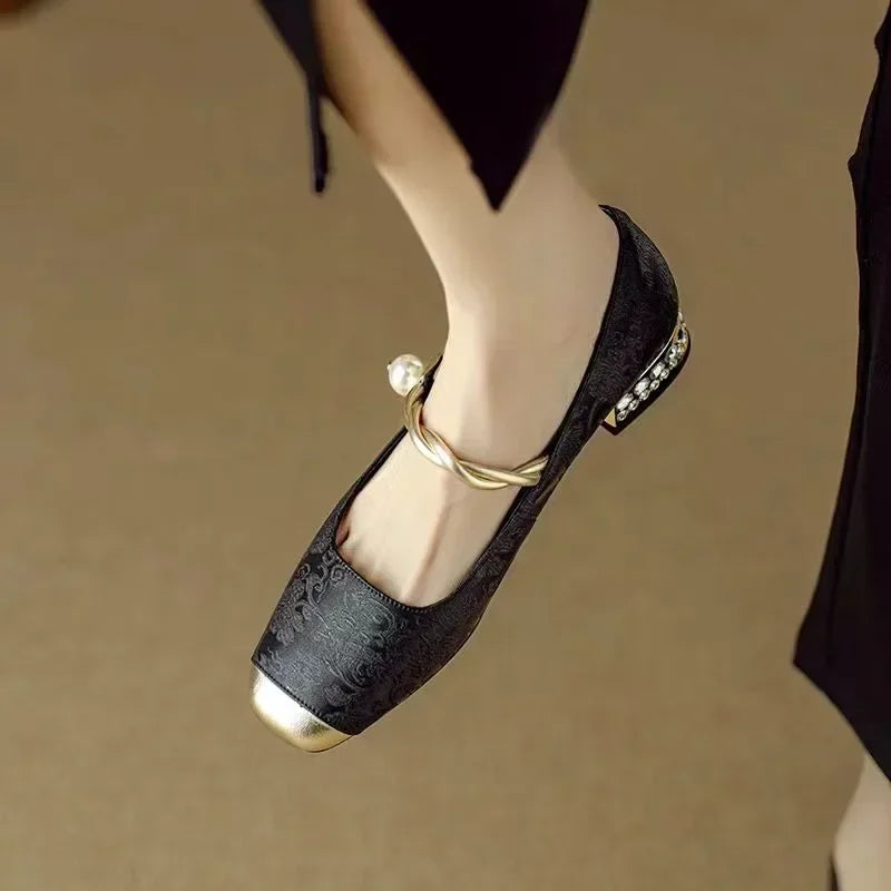 Ballerines à bride avec détail doré pour femme | idéal pour le bureau et les occasions spéciales