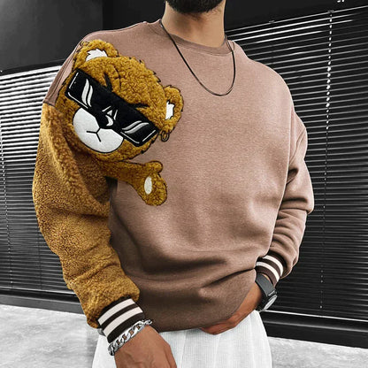 Sweat À Manches Contrastées Avec Motif Ours Pour Homme | Idéal Pour La Saison Automne-Hiver