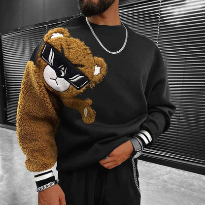 Sweat À Manches Contrastées Avec Motif Ours Pour Homme | Idéal Pour La Saison Automne-Hiver