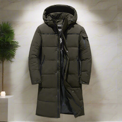 Manteau Long avec Capuche et Fermeture Zippée pour Hommes | Idéal pour l'Hiver