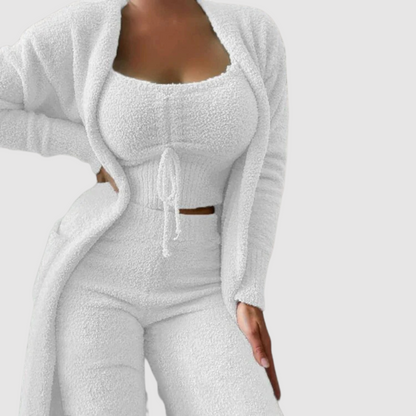 Ensemble Trois Pièces Doux à Coupe Décontractée pour Femme | Idéal pour la Maison et les Sorties