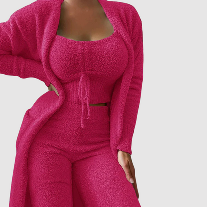 Ensemble Trois Pièces Doux à Coupe Décontractée pour Femme | Idéal pour la Maison et les Sorties