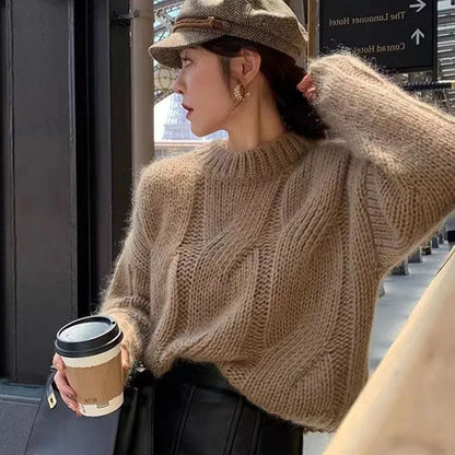 Pull À Col Rond avec Coupe Ample pour Femme | Idéal pour L’Hiver