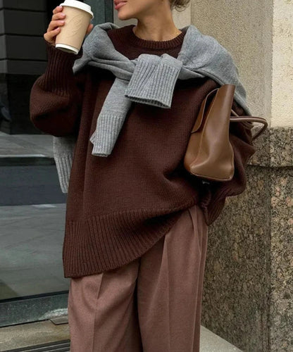 Pull Coupe Oversize Avec Encolure Dégagée Pour Femmes | Idéal Pour Tenues Quotidiennes Et Superposition