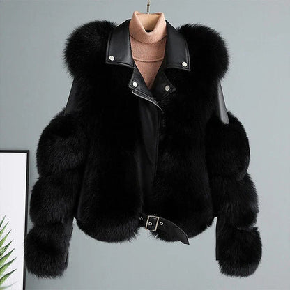 Veste avec Ceinture et Col Imitation Fourrure pour Femme | Idéale pour l’Hiver