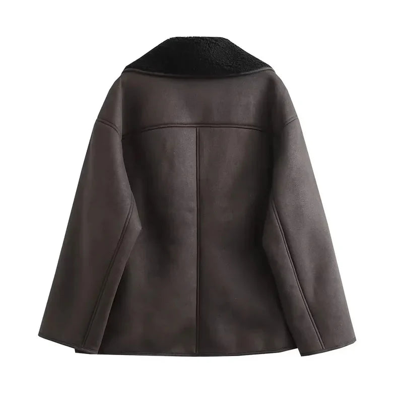 Veste d’Hiver avec Large Col et Fermeture à Boutons pour Femme | Idéale par Temps Froid