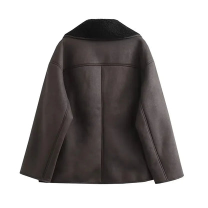Veste d’Hiver avec Large Col et Fermeture à Boutons pour Femme | Idéale par Temps Froid