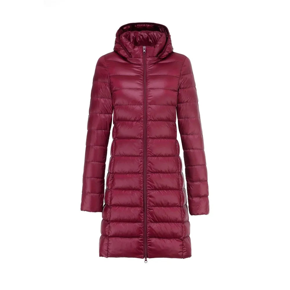 Manteau Long Légèrment Matelassé avec Capuche Amovible pour Femme | Idéal pour l’Hiver
