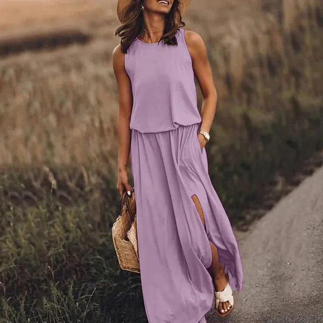 Robe Longue Noire avec Fente Haute pour Femme | Idéale pour les Soirées