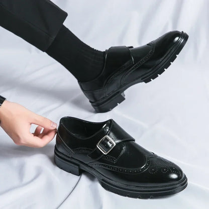 Chaussures monk strap avec perforations brogue pour homme | idéal pour le bureau et les occasions habillées