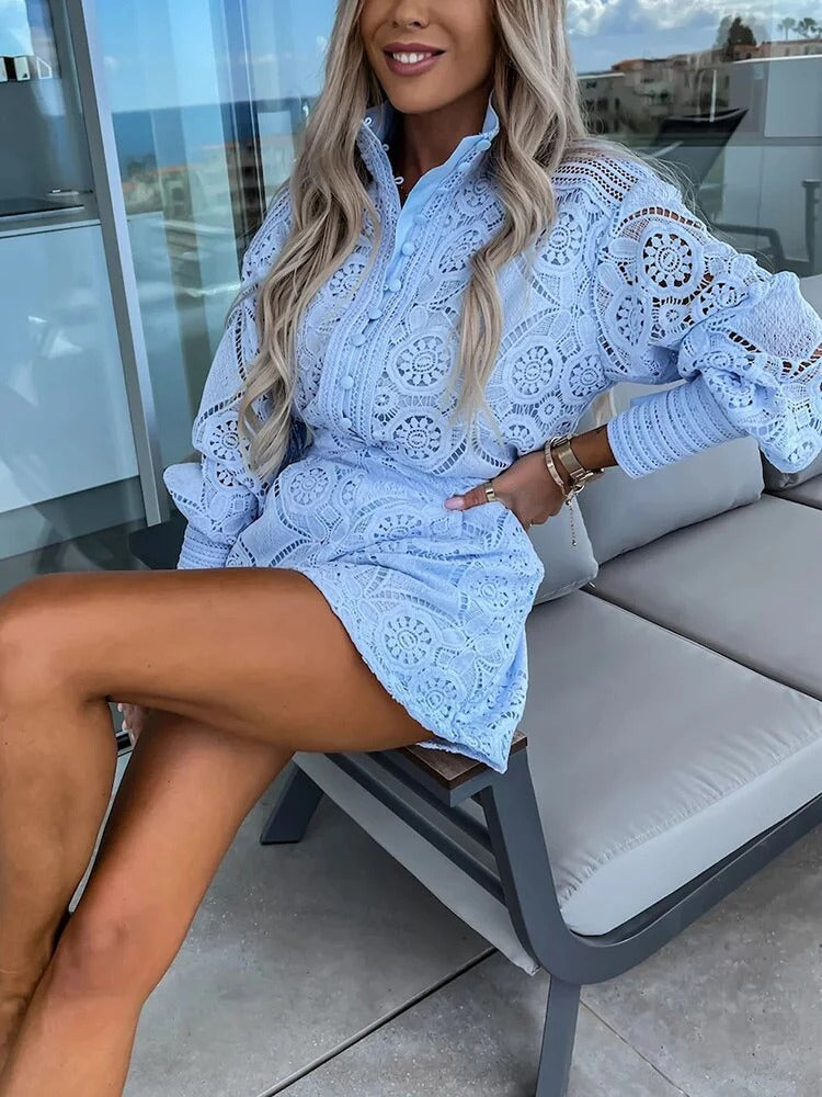 Ensemble Deux Pièces avec Blouse à Manches Longues et Short Taille Haute pour Femme | Idéal pour le Printemps et l'Été