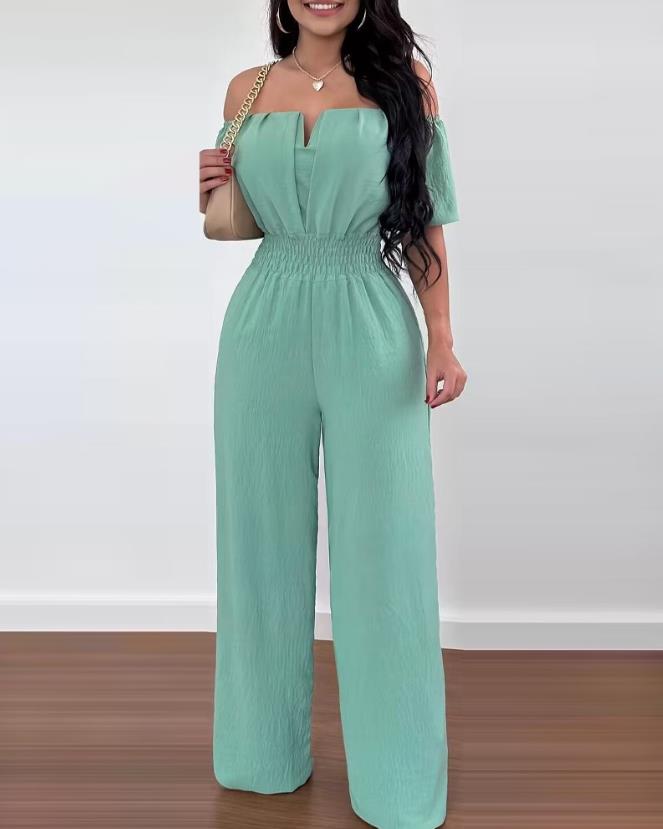 Combinaison Épaules Dénudées Avec Taille Élastique Pour Femme | Idéal Pour Sorties Décontractées Et Usage Quotidien