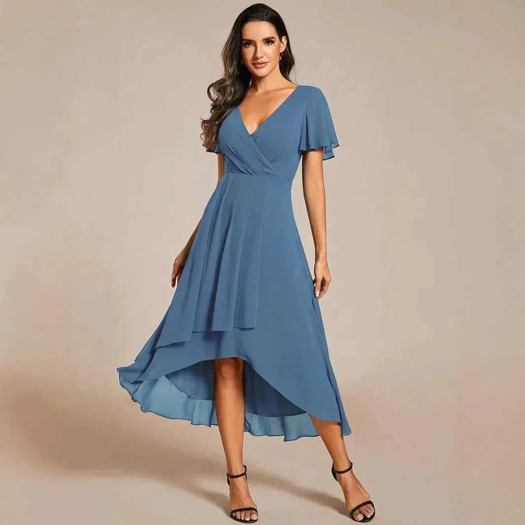 Robe Longue Fluide avec Col V et Coupe A-Line pour Femme | Idéale pour les Occasions Quotidiennes et les Événements