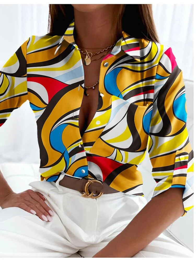 Blouse Imprimée avec Coupe Classique pour Femmes | Idéale pour l’Automne et les Sorties