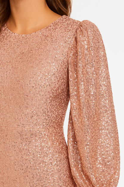Robe À Paillettes Ajustée pour Femme avec Encolure Classique | Idéale pour Les Soirées Et Événements