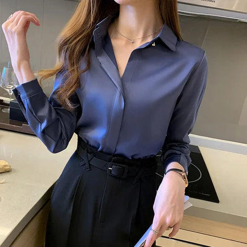 Blouse à Col Classique avec Manches Longues pour Femme | Idéale pour Occasions Formelles et Quotidiennes