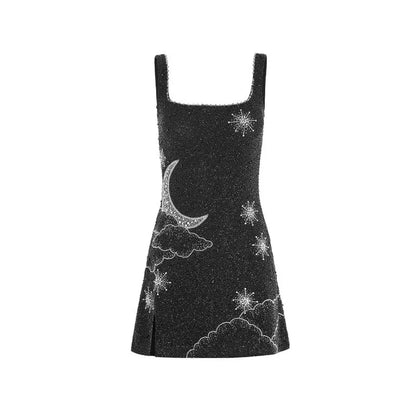 Robe Mini Avec Motifs Lune Et Étoiles Pour Femmes | Idéale Pour Les Soirées Et Occasions